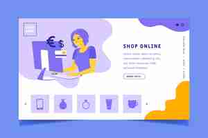 Vettore gratuito shopping landing page online in design piatto