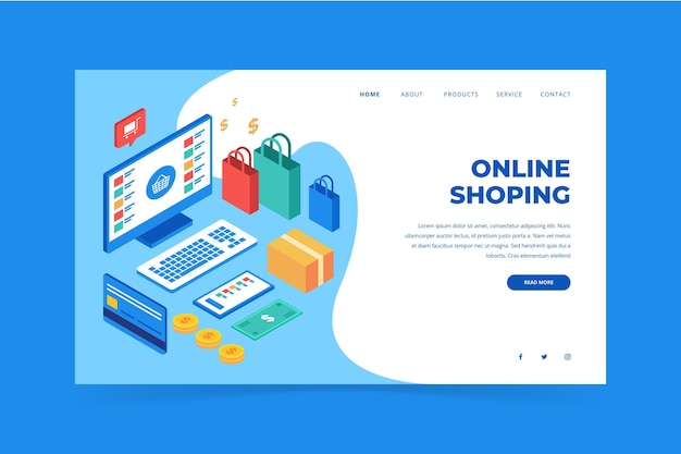 Shopping online landing page illustrated