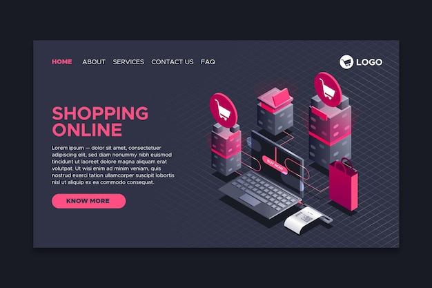 Vettore gratuito shopping in stile pagina isometrica landing page