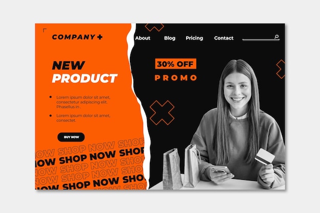 Free vector shopping online landing page