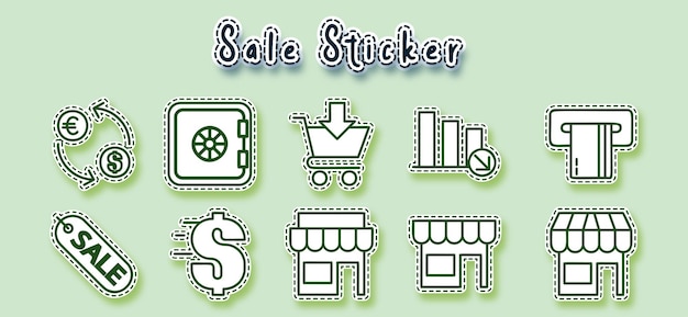 Shopping online line art sticker