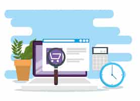 Бесплатное векторное изображение Покупки онлайн с рынка электронной коммерции