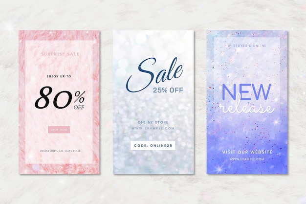 Shopping and sale advertisement set