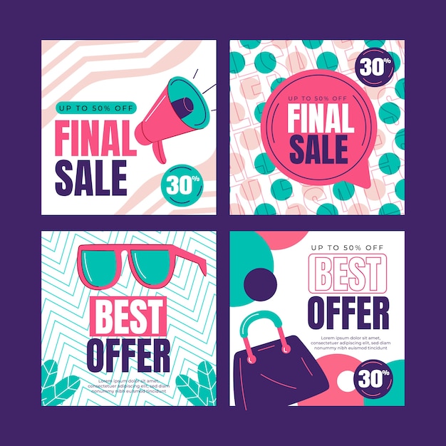 Free vector shopping sale instagram posts design