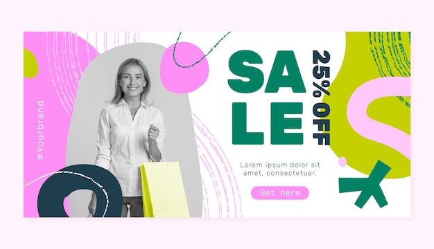 Vettore gratuito design del banner di vendita dello shopping