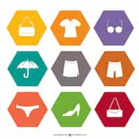 Free vector shopping set of flat icons