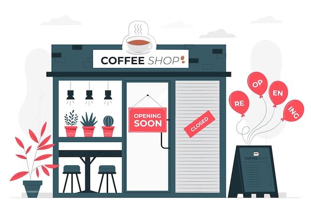 Free vector shops re-opening soon concept illustration