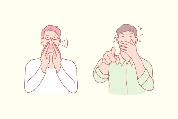 男性のイラストを叫んで笑う プレミアムベクター