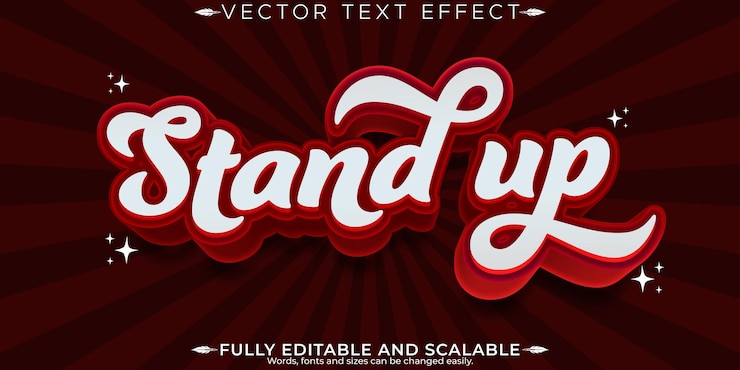 Free Vector show comedy text effect editable music and podcast text style