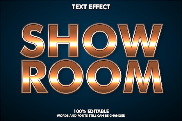 Vettore gratuito show room, moderno effetto di testo modificabile