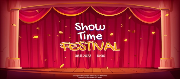 Show time festival banner theater stage curtains