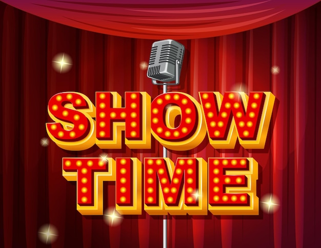 Free vector show time logo with microphone