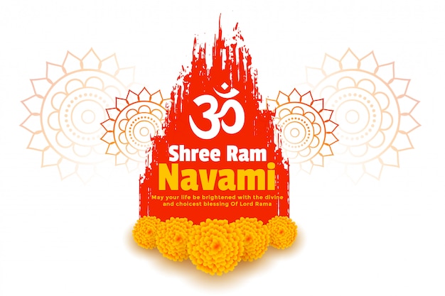 Бесплатное векторное изображение shre ram navami желает дизайн праздничной открытки