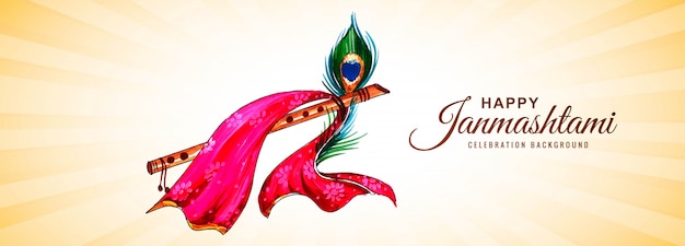 Shree krishna janmashtami festival banner