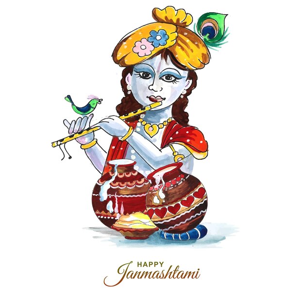 Shree krishna janmashtami festival card background