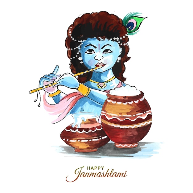 Shree krishna janmashtami festival card background