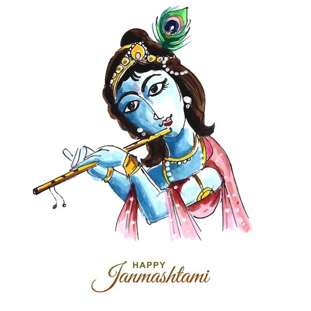 Shree krishna janmashtami festival card background