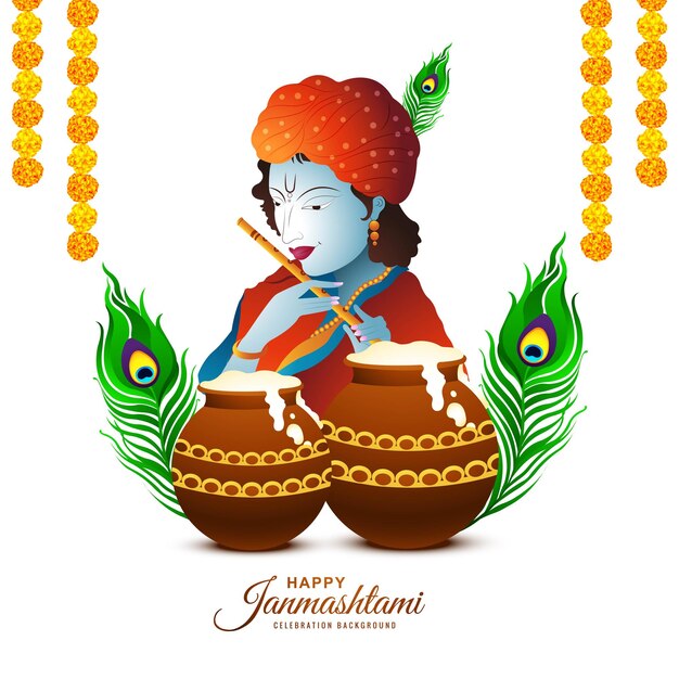 Shree krishna janmashtami festival holiday card background