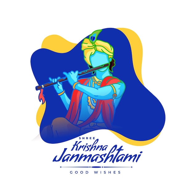 Free vector shree krishna janmashtami festival wishes card design vector