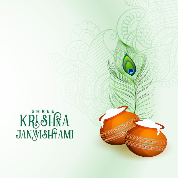 Free vector shree krishna janmashtami indian festival greeting background