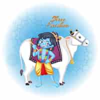 Free vector shree krishna with cow