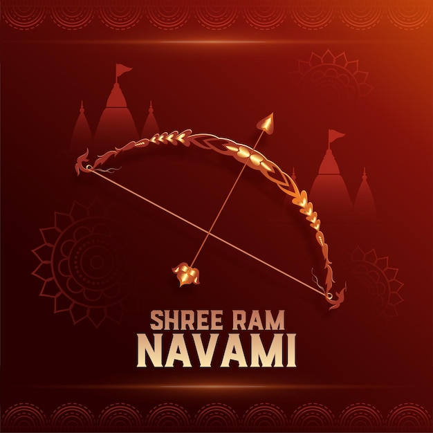 Free vector shree ram navami greeting with bow and arrow