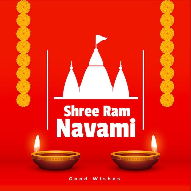 Free vector shree ram navami hindu festival decorative greeting card