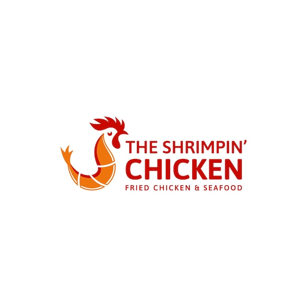 Креветки и курица логотип иллюстрации Premium векторы