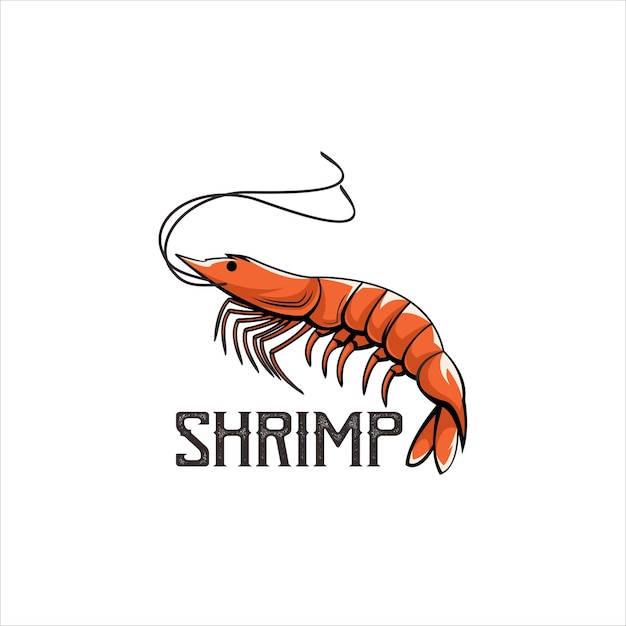 Free vector shrimp design logo vintage illustration