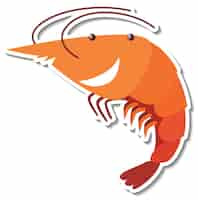 Free vector shrimp sea animal cartoon sticker