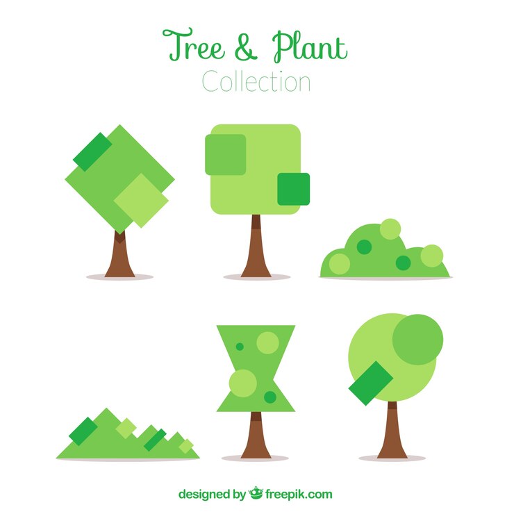 Free Vector shrubs and trees of geometric shapes background 