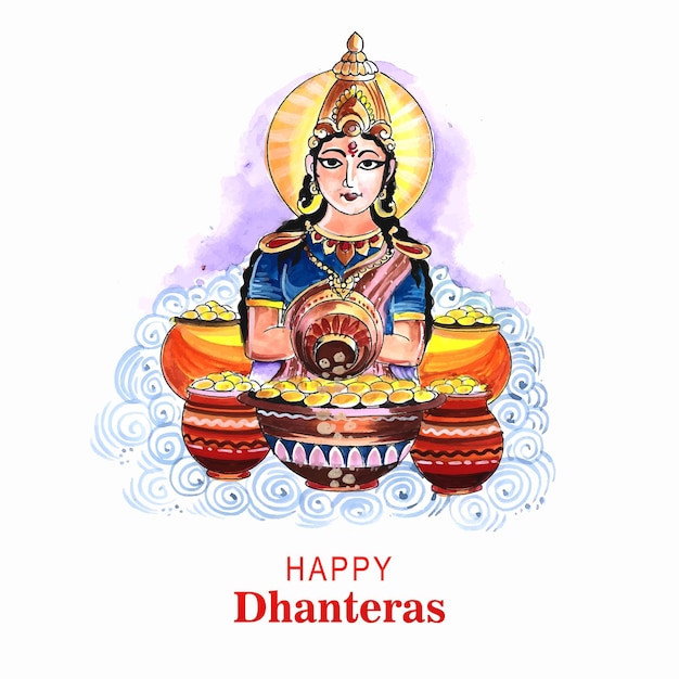 Free vector shubh dhanteras goddess laxami celebration background