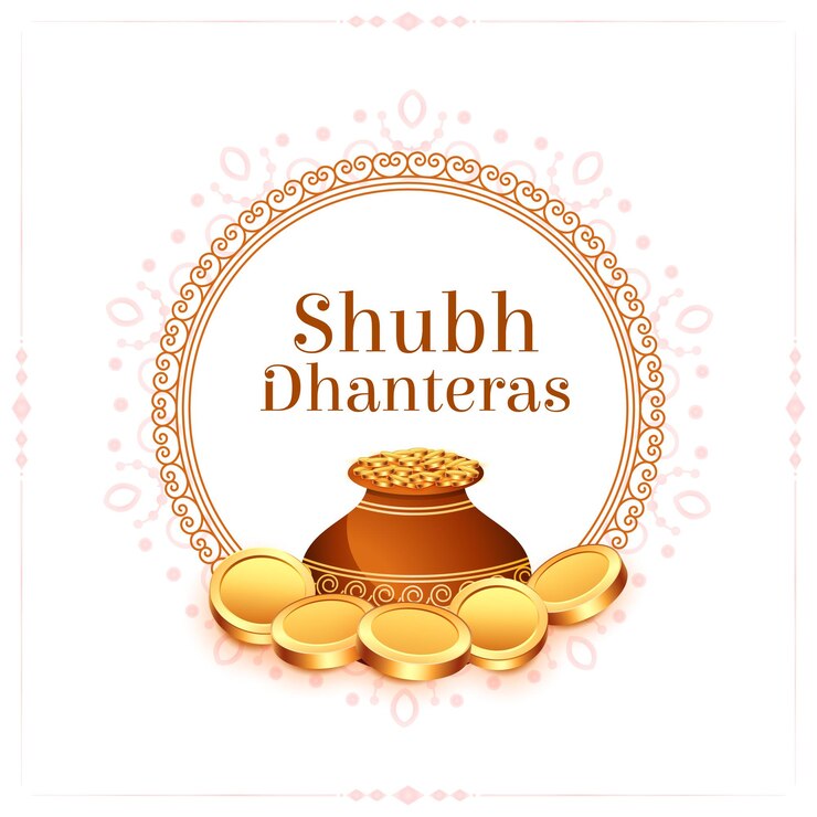 मुफ़्त वेक्टर shubh dhanteras religious poster with golden coin and kalasha