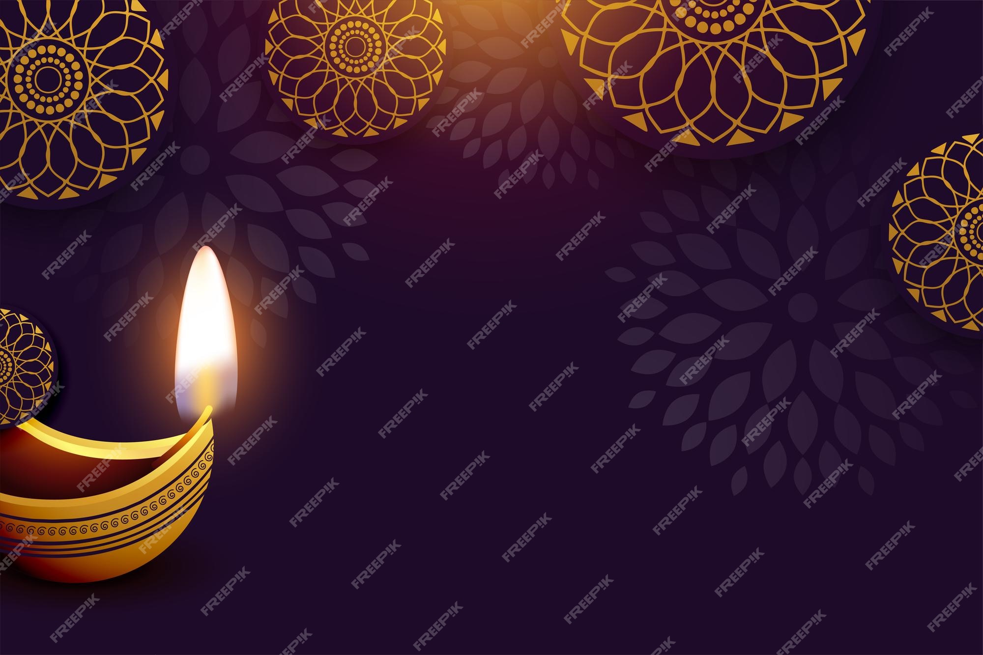 Free Vector | Shubh diwali background with oil diya or lamp design