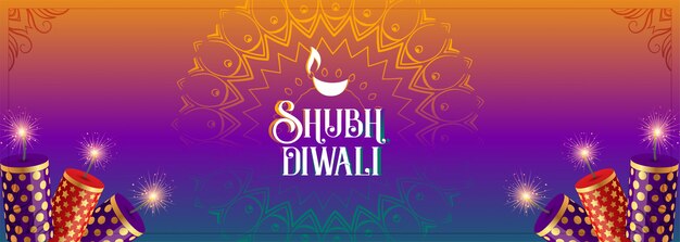 Shubh diwali colorful cracker celebration banner 