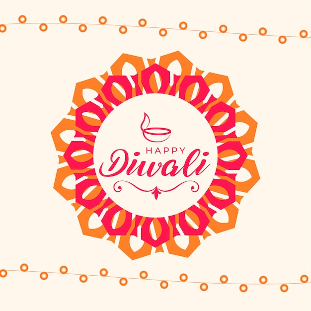 rangoli와 꽃줄 디자인을 갖춘 shubh diwali 축제 배경