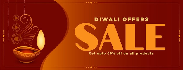 Shubh diwali vendita e offerta banner con vettore diya realistico