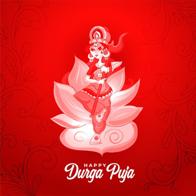 Shubh durga pooja navratri festival red greeting background