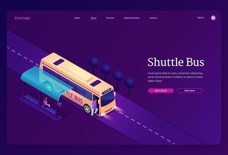 Free Vector shuttle bus isometric landing page