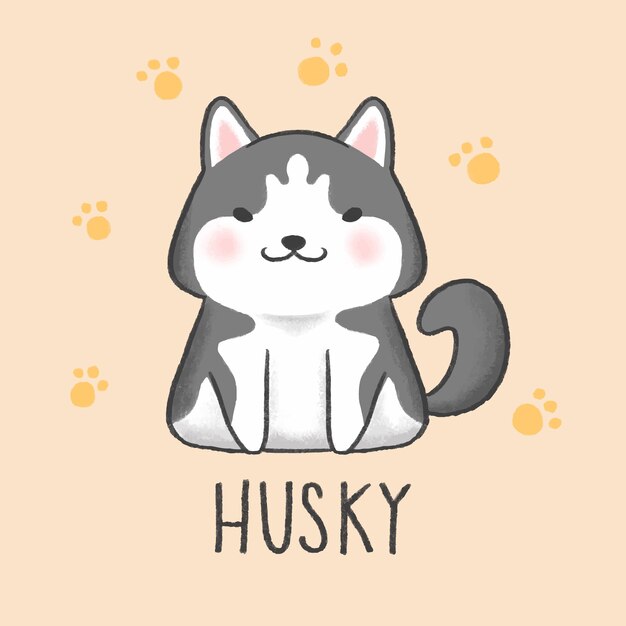 Free Siberian Husky Dog Cartoon Hand Drawn Style Vector 56546 Free Download Funny Christmas Svg Designs