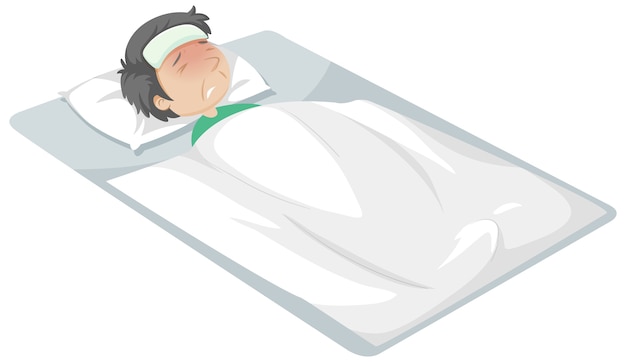 Free vector sick man resting in bed