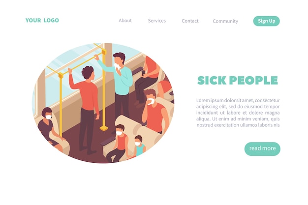 Free vector sick people landing page template