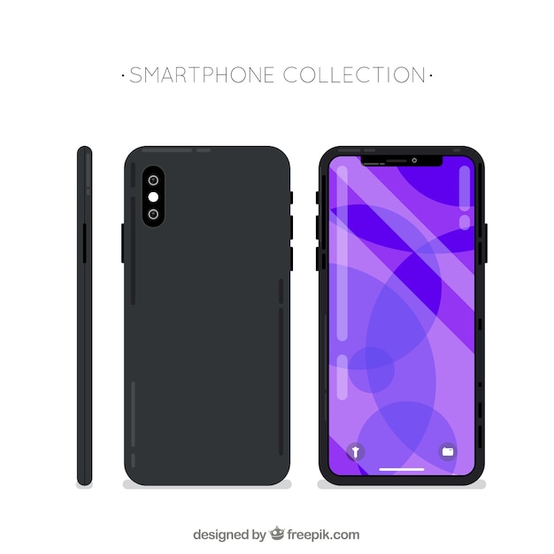 Free vector side, front and back of mobile phone