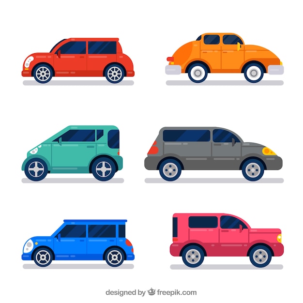 Free vector side view of cars