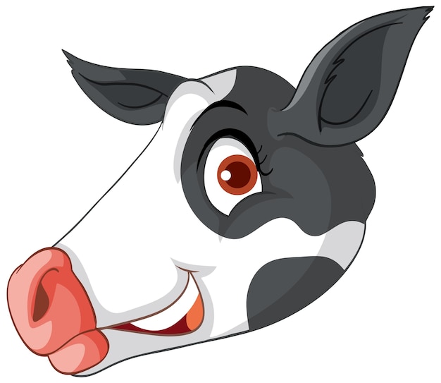 Free vector side view of cow head in cartoon style