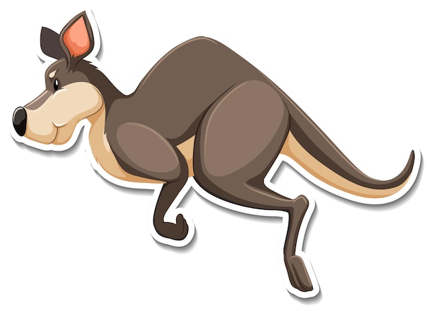 Free vector side view of kangaroo cartoon character sticker