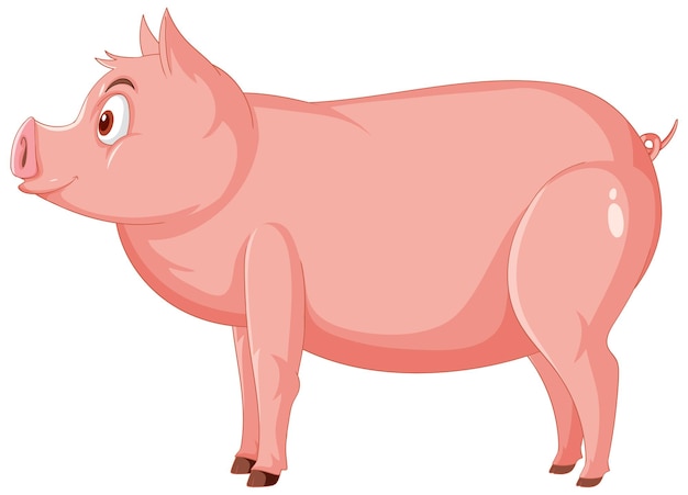 돼지 만화 캐릭터의 측면 보기