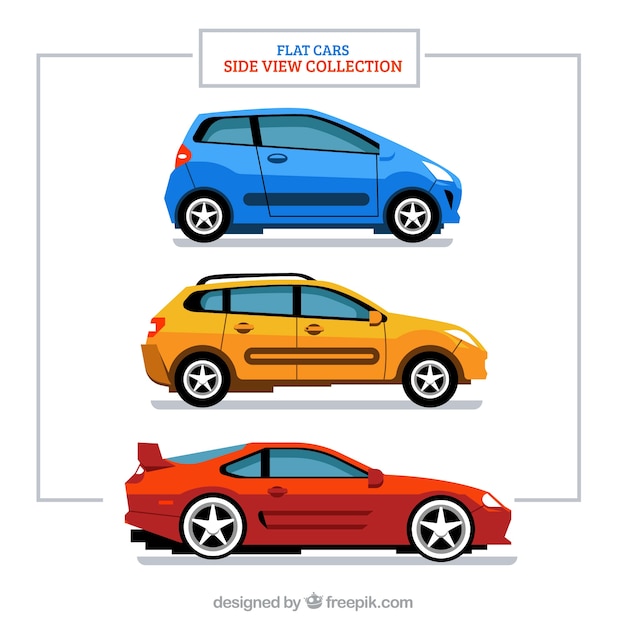Free vector side view of realistic cars