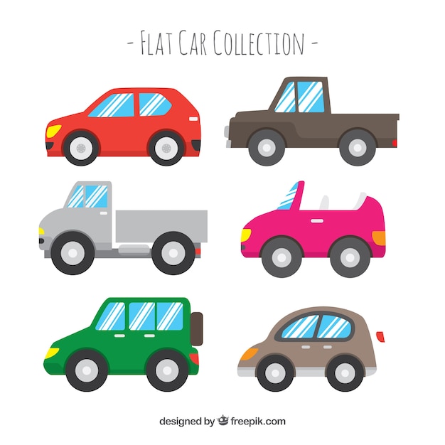 Free vector side view of six simple flat cars