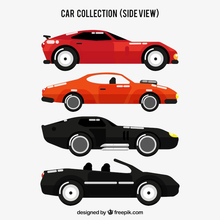無料Vector 6つのスポーツカーの側面図